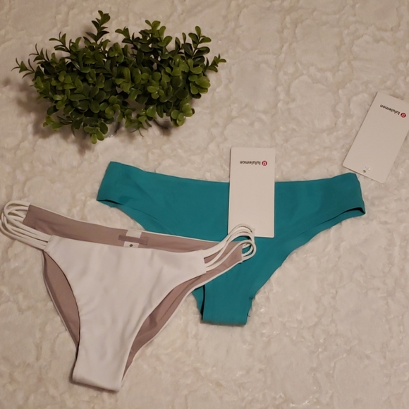lululemon athletica Other - Lululemon Bikini Bottoms, white & turquoise